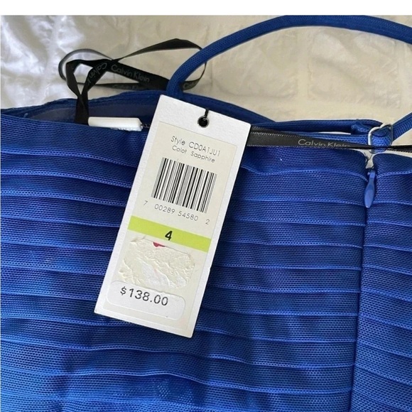 Calvin Klein Blue Pleated mesh Dress - Picture 3 of 7